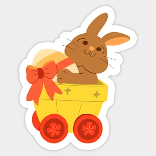 Bunny With Train Sticker